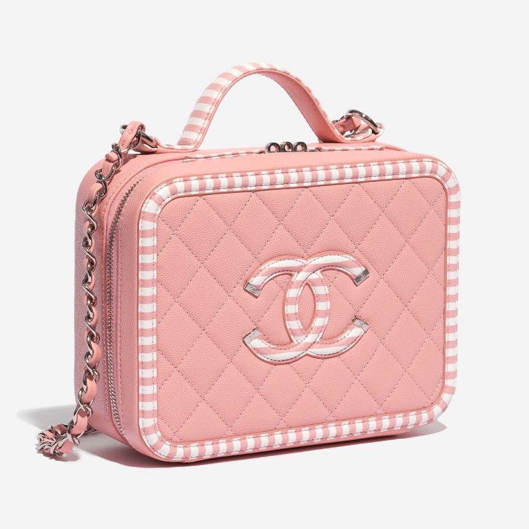 Pre-owned Chanel bag Vanity Large Caviar Rose / White Rose, White Side Front | Sell your designer bag on Saclab.com