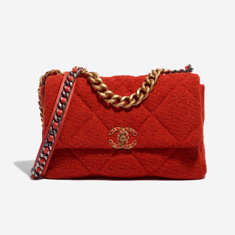 Sac Chanel d'occasion 19 à rabat Sac Large Laine Rouge Devant | Vendez votre sac de créateur sur Saclab.com