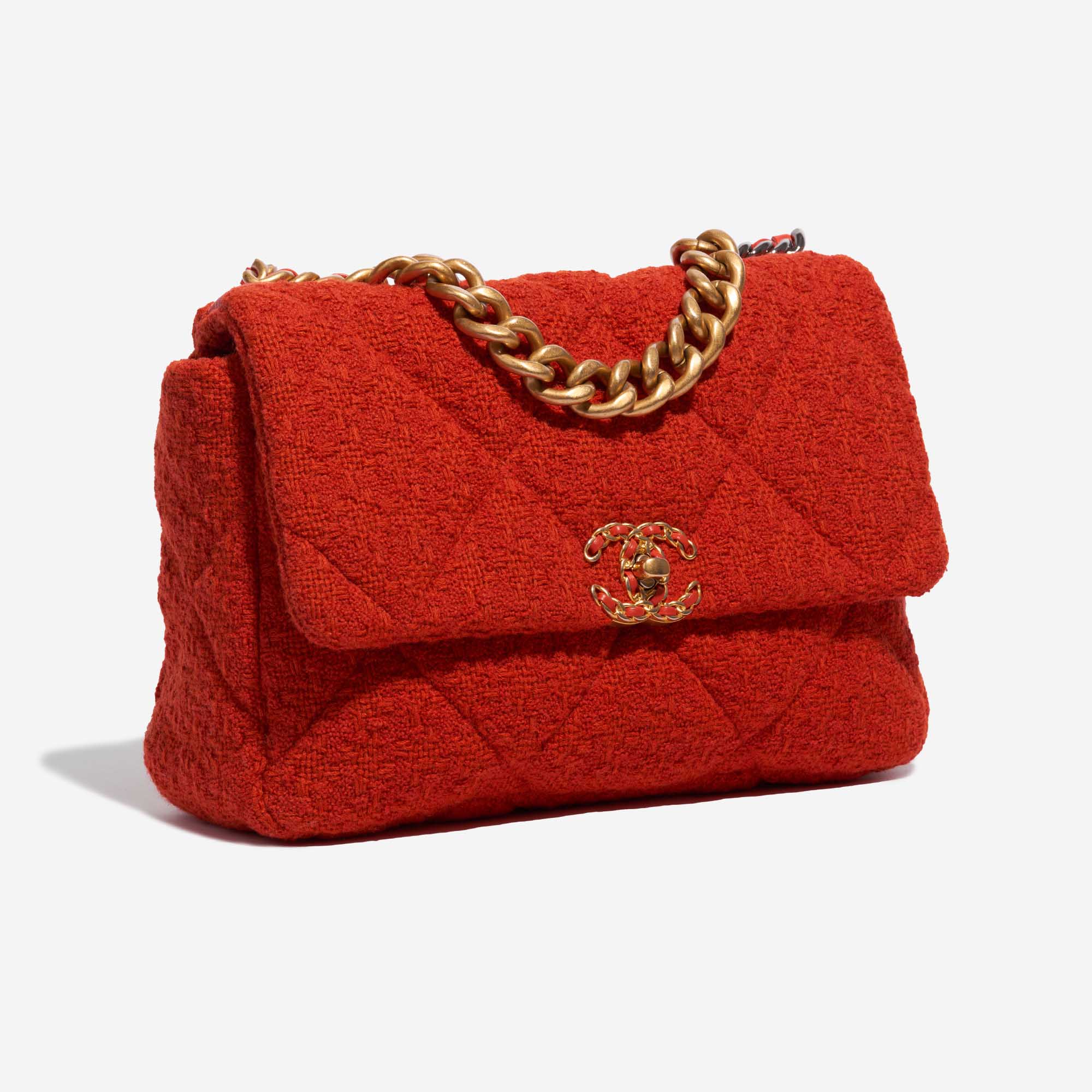 Pre-owned Chanel bag 19 Flap Bag Large Wool Red Red Side Front | Sell your designer bag on Saclab.com