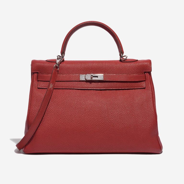 Pre-owned Hermès bag Kelly 35 Clemence Rouge Piment Red Front | Sell your designer bag on Saclab.com