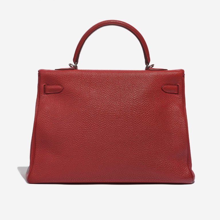 Pre-owned Hermès bag Kelly 35 Clemence Rouge Piment Red Back | Sell your designer bag on Saclab.com