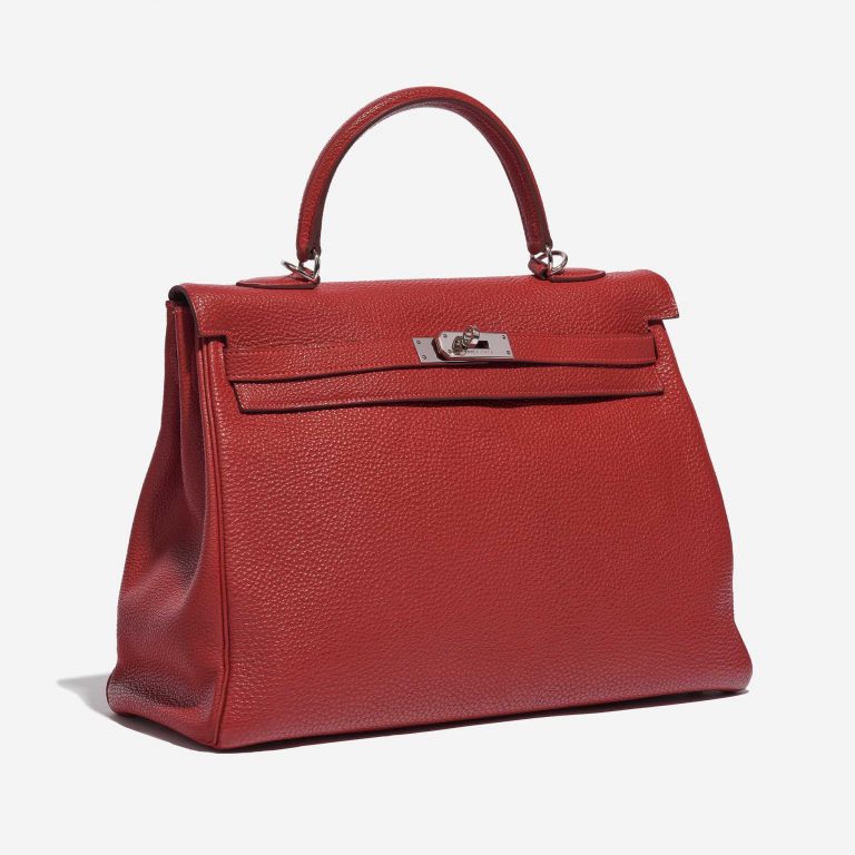 Pre-owned Hermès bag Kelly 35 Clemence Rouge Piment Red Side Front | Sell your designer bag on Saclab.com