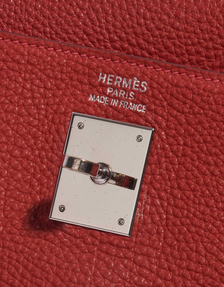 Pre-owned Hermès bag Kelly 35 Clemence Rouge Piment Red Logo | Sell your designer bag on Saclab.com