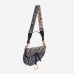 Pre-owned Dior bag Shoulder Strap Oblique Embroidery Blue Blue Side Front | Sell your designer bag on Saclab.com