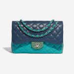 Pre-owned Chanel bag Timeless Jumbo Lamb Green / Turquoise / Blue Blue, Multicolour Front | Sell your designer bag on Saclab.com