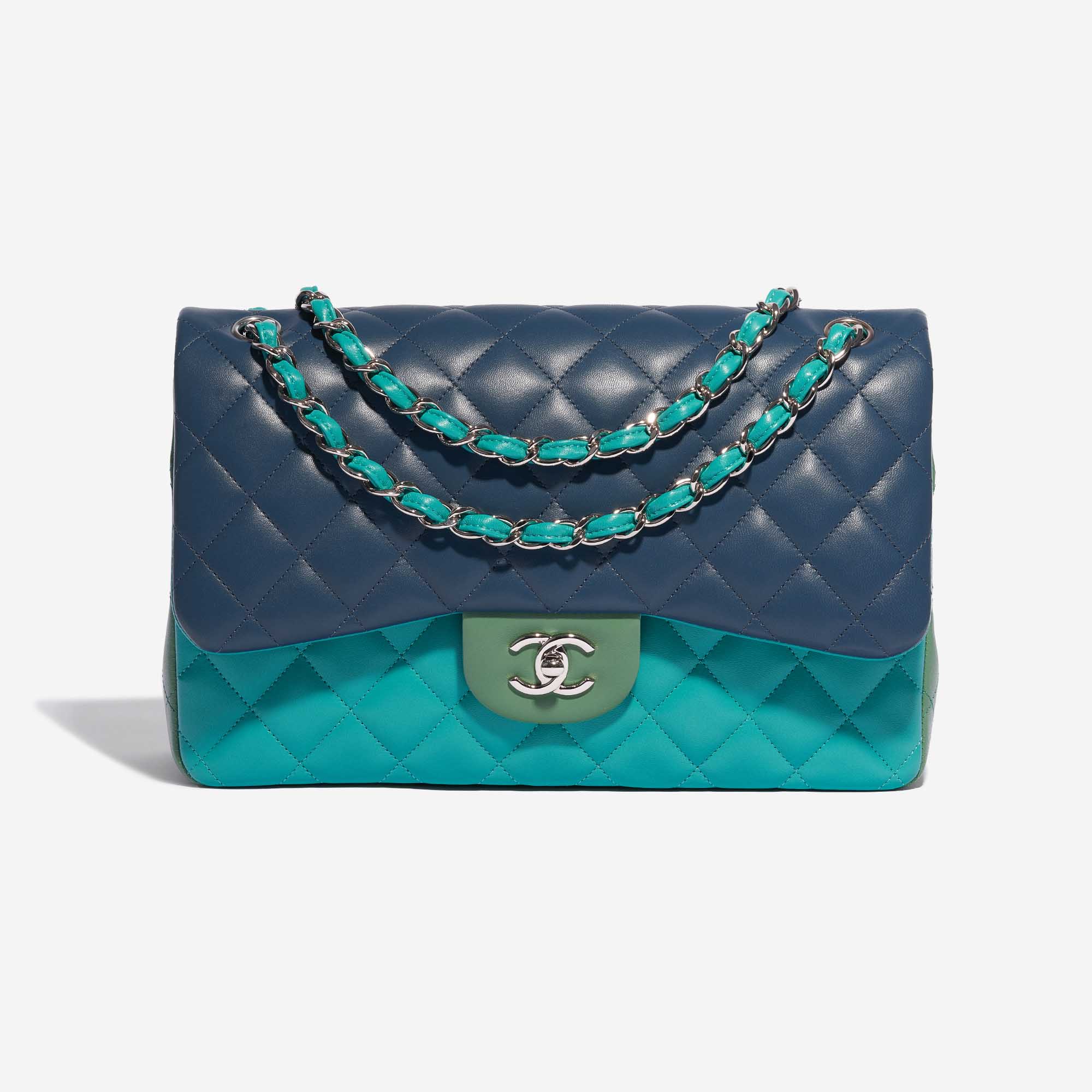 Sac Chanel d'occasion Timeless Jumbo Lamb Green / Turquoise / Blue Blue, Multicolor Front | Vendez votre sac de créateur sur Saclab.com