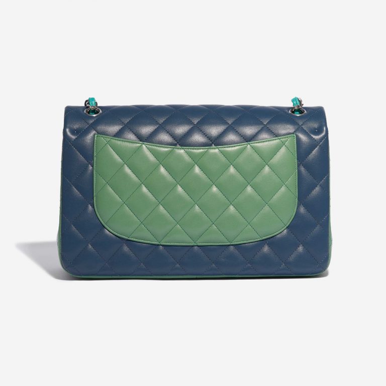 Pre-owned Chanel bag Timeless Jumbo Lamb Green / Turquoise / Blue Blue, Multicolour Back | Sell your designer bag on Saclab.com