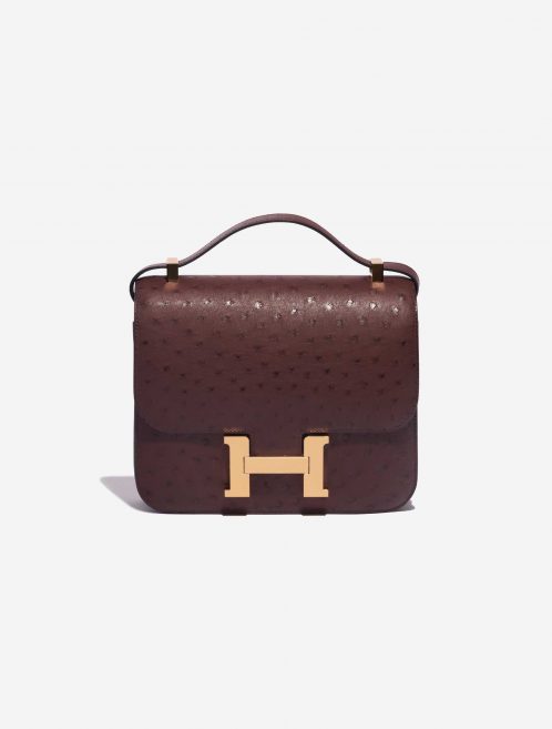 Pre-owned Hermès bag Constance 24 Ostrich Rouge Sellier Brown Front | Sell your designer bag on Saclab.com