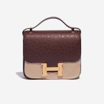 Pre-owned Hermès bag Constance 24 Ostrich Rouge Sellier Brown Front Velt | Sell your designer bag on Saclab.com