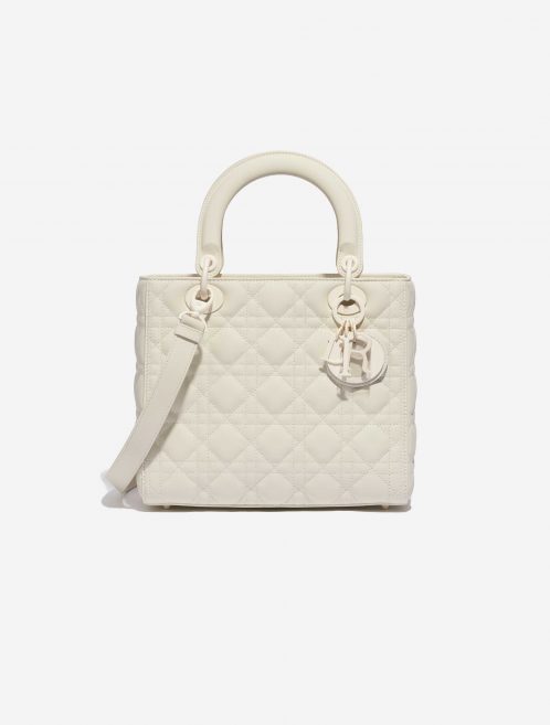 Dior Lady Medium Lamb Cream Beige Front | Sell your designer bag on Saclab.com