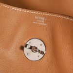 Hermès Lindy 30 Swift Gold Brown Logo | Sell your designer bag on Saclab.com