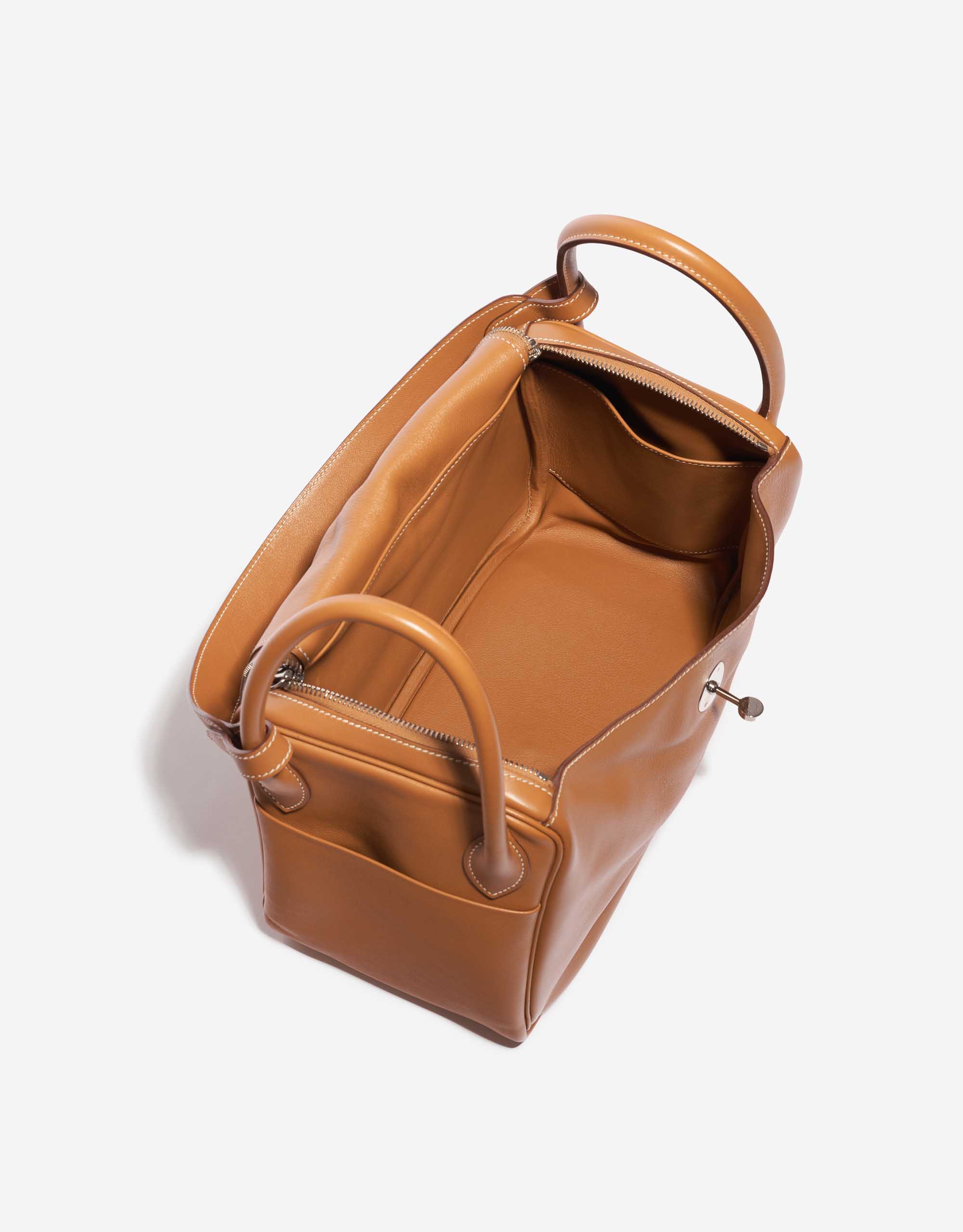 Pre-owned Hermès bag Lindy 30 Swift Gold Brown Inside | Sell your designer bag on Saclab.com