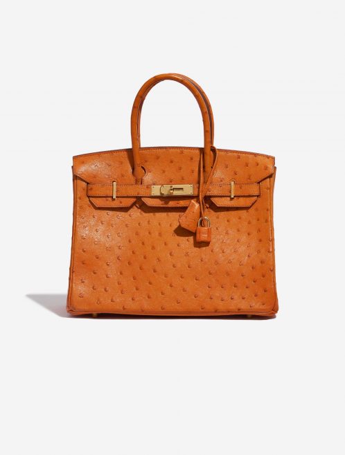 Pre-owned Hermès bag Birkin 30 Ostrich leather Orange Orange Front | Sell your designer bag on Saclab.com