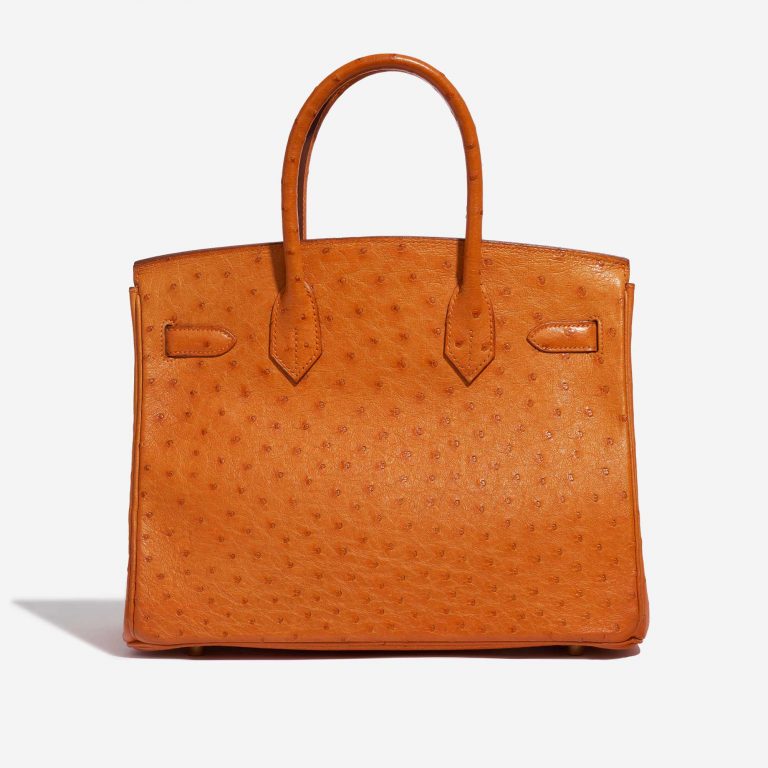 Pre-owned Hermès bag Birkin 30 Ostrich leather Orange Orange Back | Sell your designer bag on Saclab.com