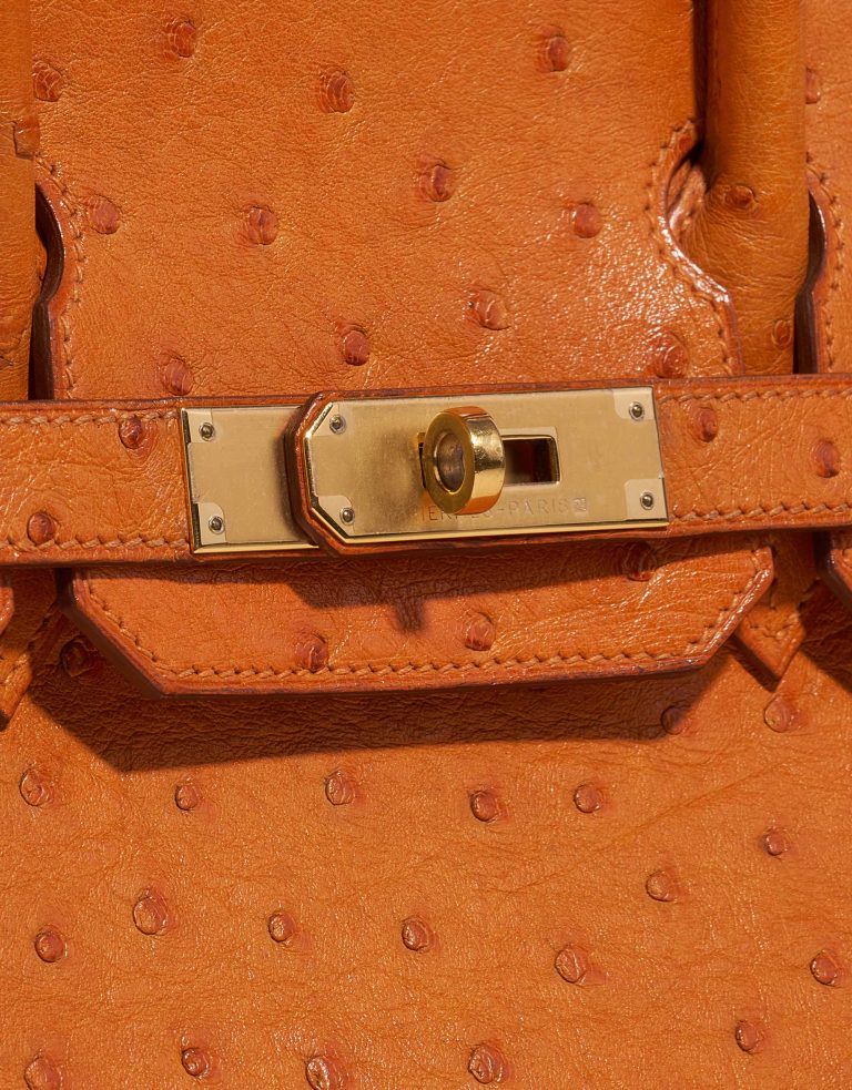 Pre-owned Hermès bag Birkin 30 Ostrich leather Orange Orange Closing System | Sell your designer bag on Saclab.com