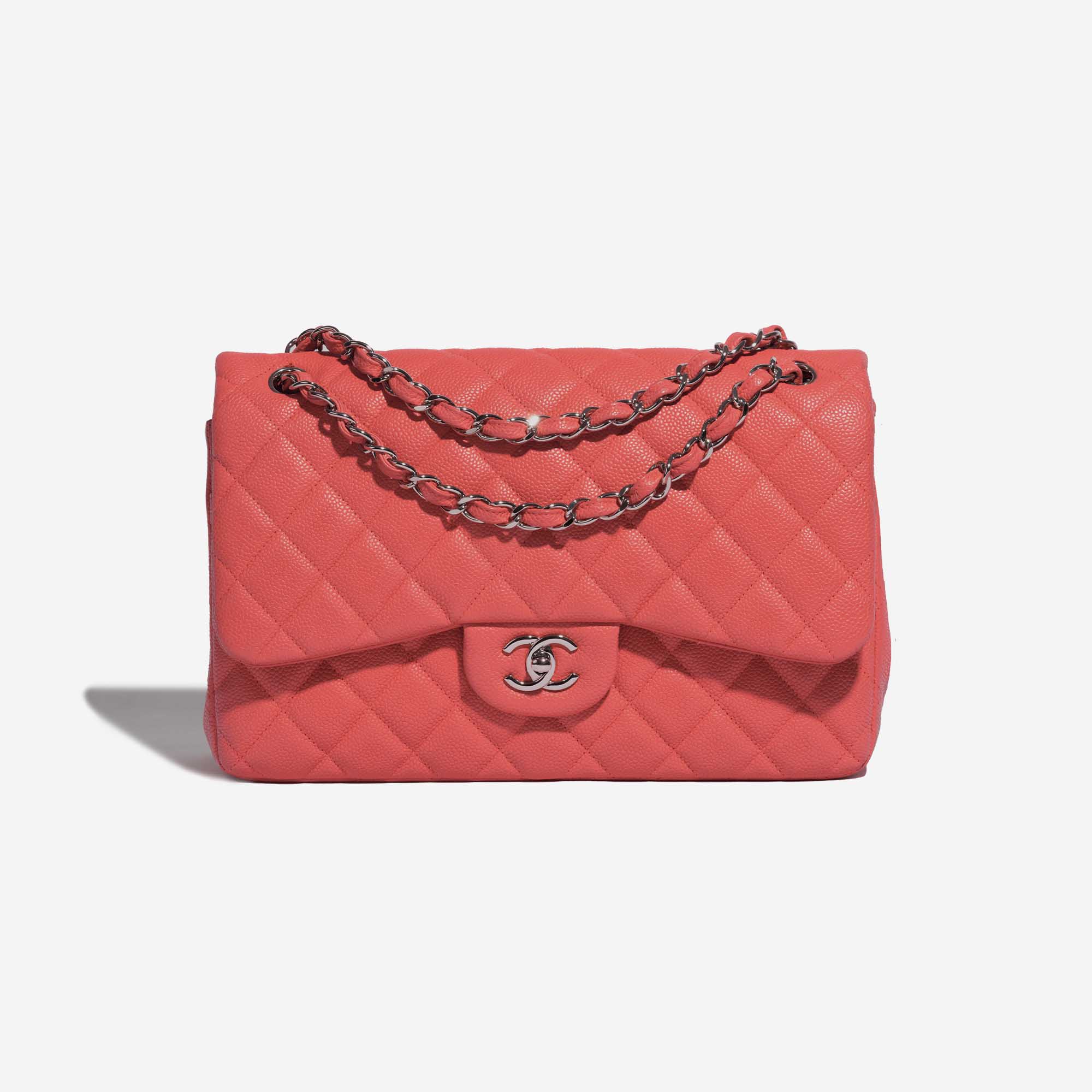 Sac Chanel d'occasion Classique Jumbo Caviar Coral Pink Front | Vendez votre sac de créateur sur Saclab.com