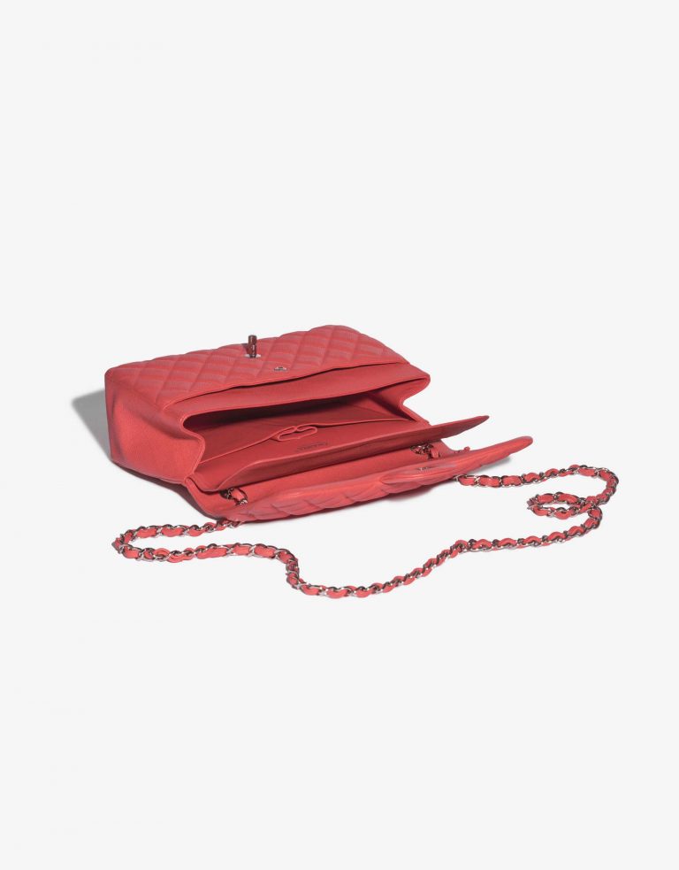 Pre-owned Chanel bag Timeless Jumbo Caviar Coral Pink Inside | Sell your designer bag on Saclab.com