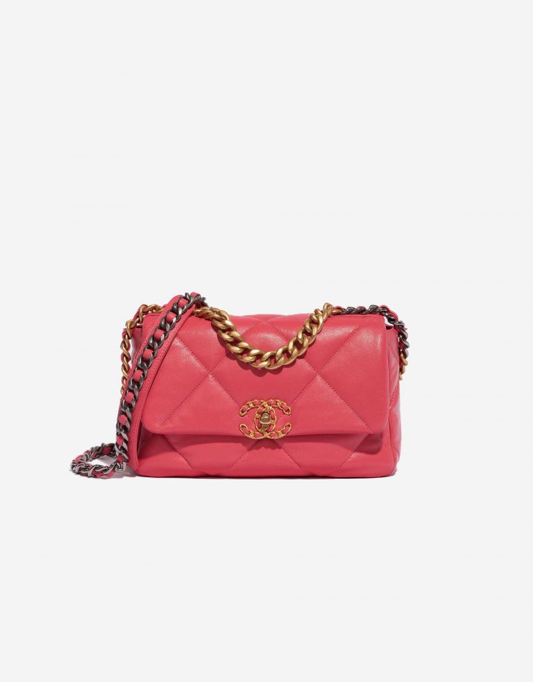 Pre-owned Chanel Tasche 19 Flap Bag Lammleder Pink Pink Front | Verkaufen Sie Ihre Designer-Tasche auf Saclab.com