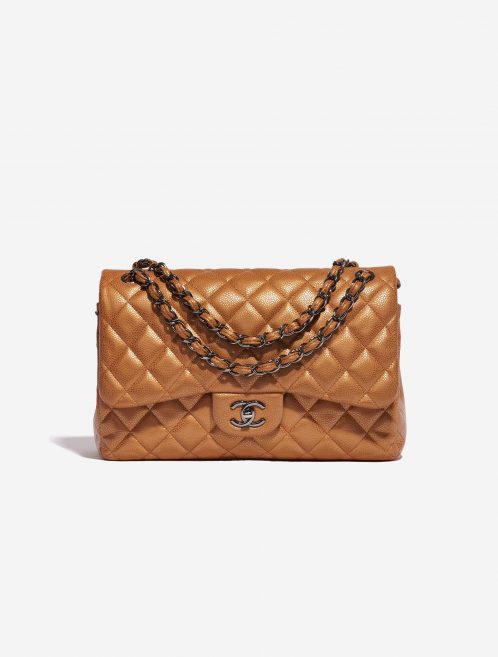 Pre-owned Chanel bag Timeless Jumbo Caviar Copper Gold, Orange Front | Sell your designer bag on Saclab.com