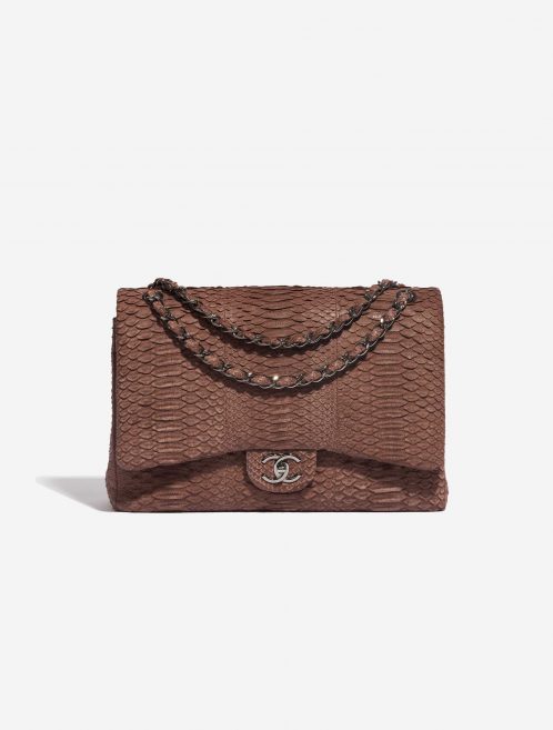 Pre-owned Chanel bag Timeless Maxi Python Brown Brown Front | Sell your designer bag on Saclab.com