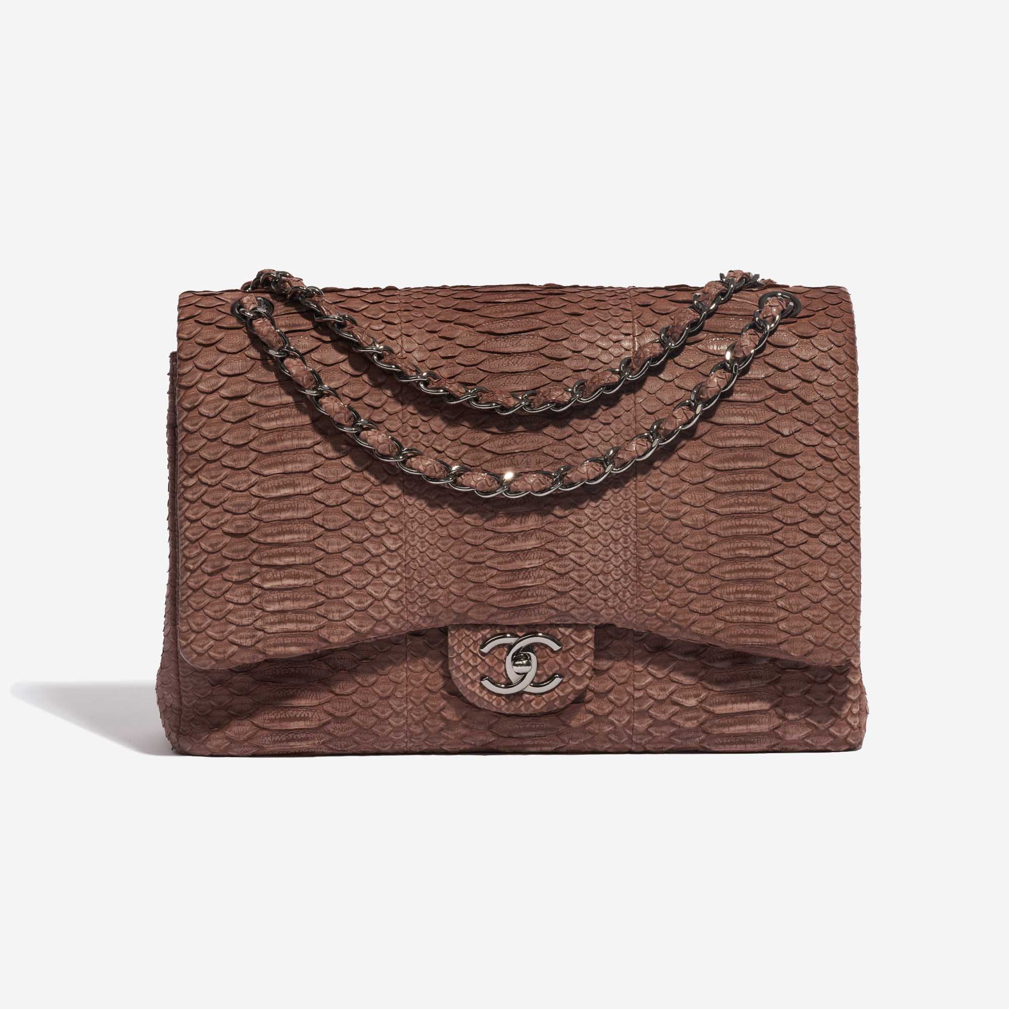 Pre-owned Chanel Tasche Timeless Maxi Python Braun Braun Front | Verkaufen Sie Ihre Designer-Tasche auf Saclab.com