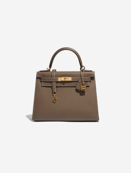 Pre-owned Hermès bag Kelly 28 Sellier Epsom Etoupe Brown Front | Sell your designer bag on Saclab.com