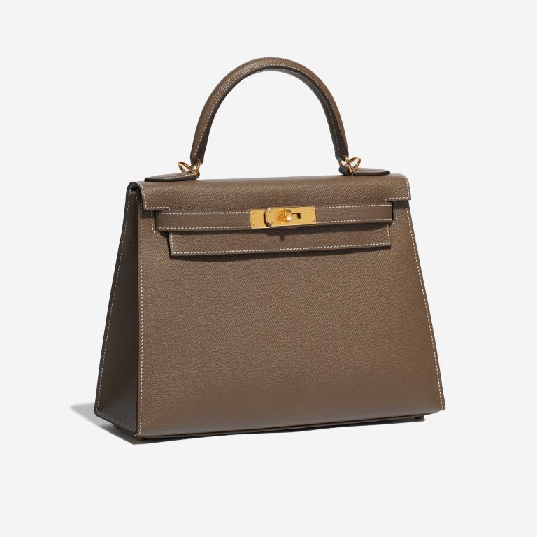 Pre-owned Hermès bag Kelly 28 Sellier Epsom Etoupe Brown Side Front | Sell your designer bag on Saclab.com