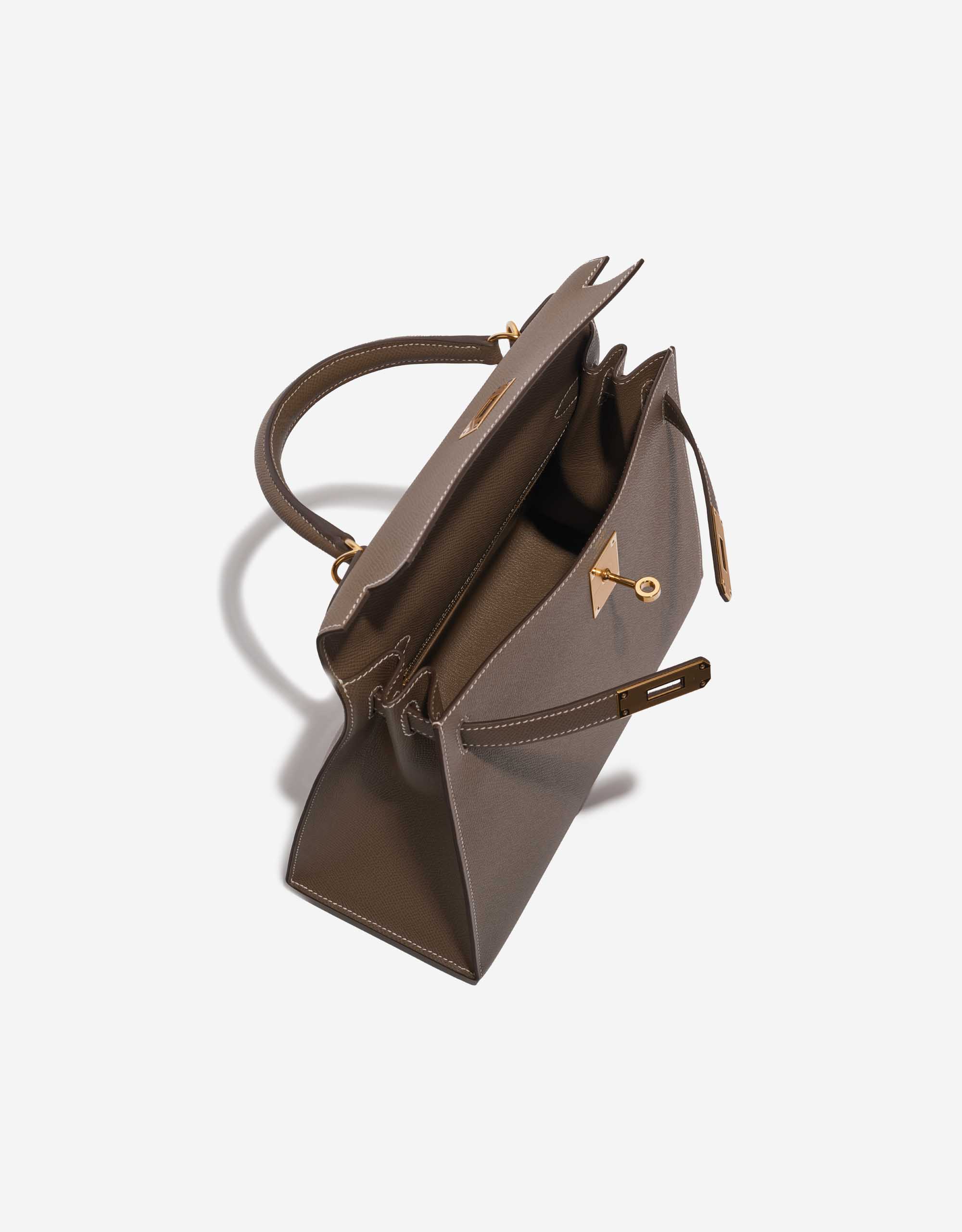 Hermès - Hermès Kelly 28 Epsom Leather Handbag-Etoupe Silver Hardware