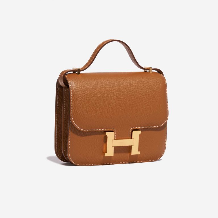 Pre-owned Hermès bag Constance 18 Gold Epsom Gold Side Front | Sell your designer bag on Saclab.com