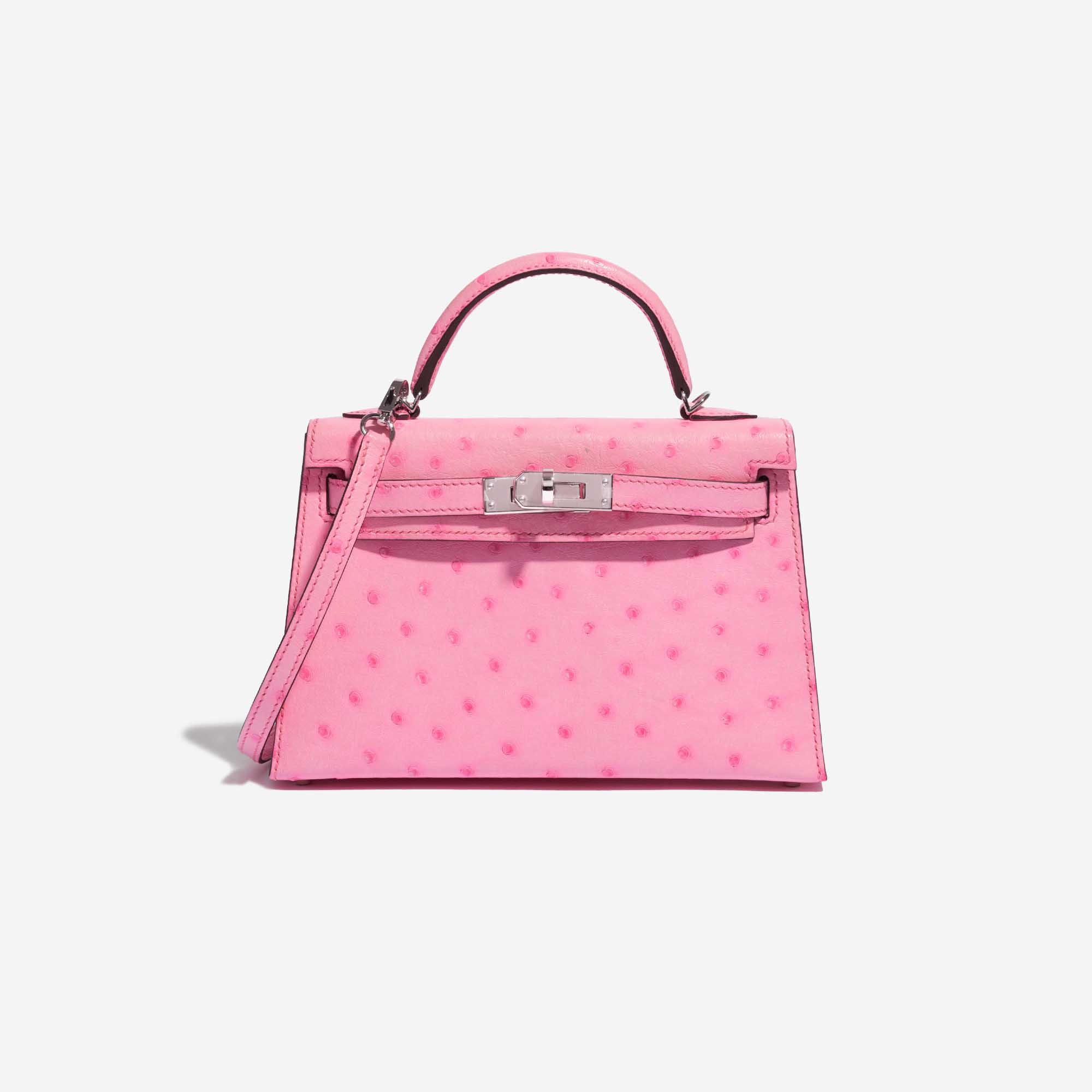 Sac Hermès d'occasion Hermes Kelly Mini 5P Bubblegum Ostrich Pink Front | Vendez votre sac de créateur sur Saclab.com