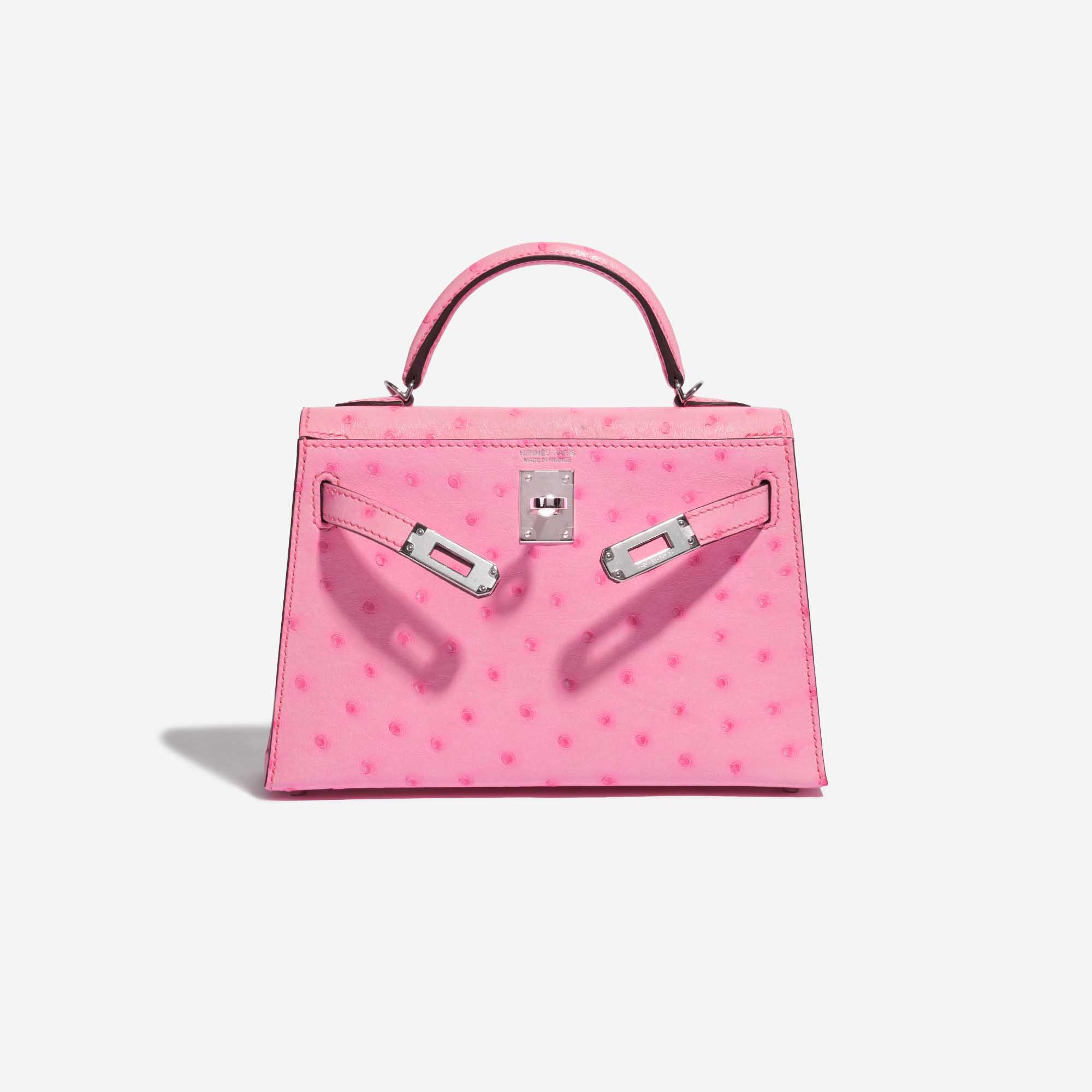 Sac Hermès d'occasion Hermes Kelly Mini 5P Bubblegum Ostrich Pink Front Open | Vendez votre sac de créateur sur Saclab.com