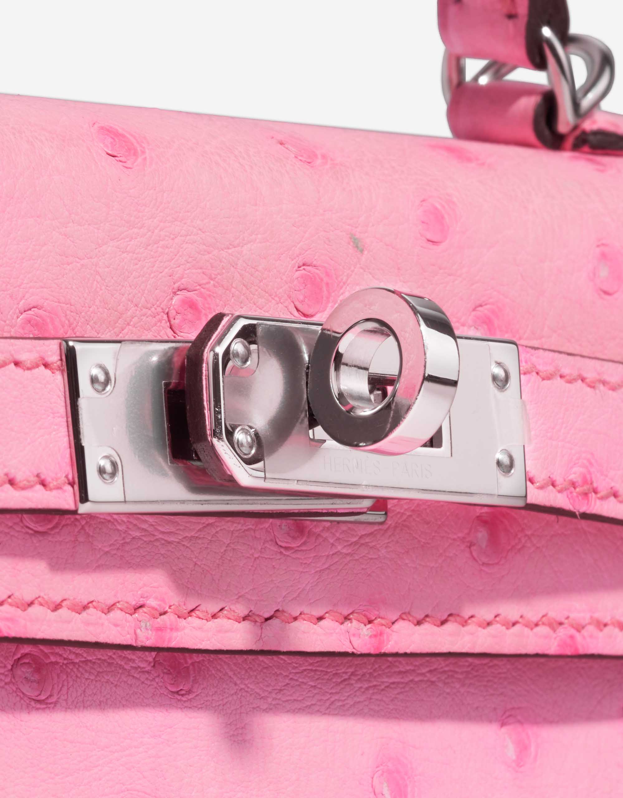 Gebrauchte Hermès Tasche Hermes Kelly Mini 5P Bubblegum Ostrich Pink Verschluss-System | Verkaufen Sie Ihre Designer-Tasche auf Saclab.com