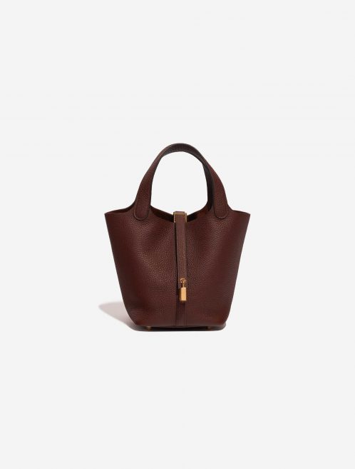 Pre-owned Hermès bag Picotin 18 Rouge Sellier Brown, Red Front | Sell your designer bag on Saclab.com