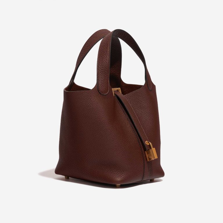 Pre-owned Hermès bag Picotin 18 Rouge Sellier Brown, Red Side Front | Sell your designer bag on Saclab.com