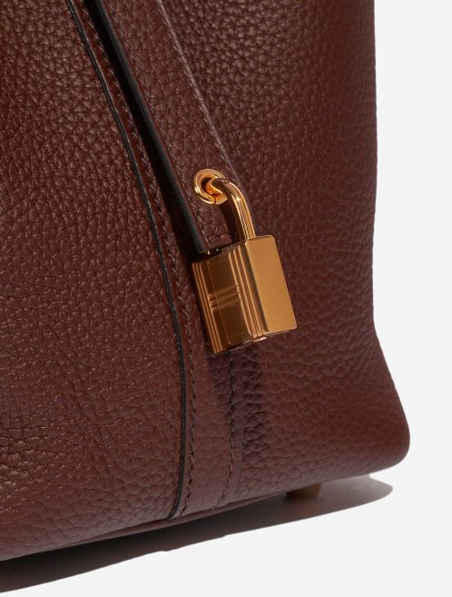 Pre-owned Hermès bag Picotin 18 Rouge Sellier Brown, Red Closing System | Sell your designer bag on Saclab.com