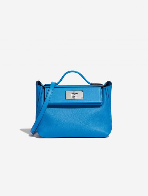 Pre-owned Hermès bag 24/24 21 Evercolor/ Swift Blue Frida Blue Front | Sell your designer bag on Saclab.com