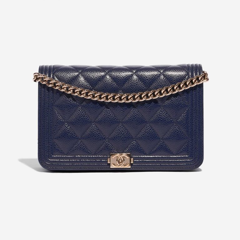 Pre-owned Chanel bag Boy WOC Caviar Blue Blue Front | Sell your designer bag on Saclab.com