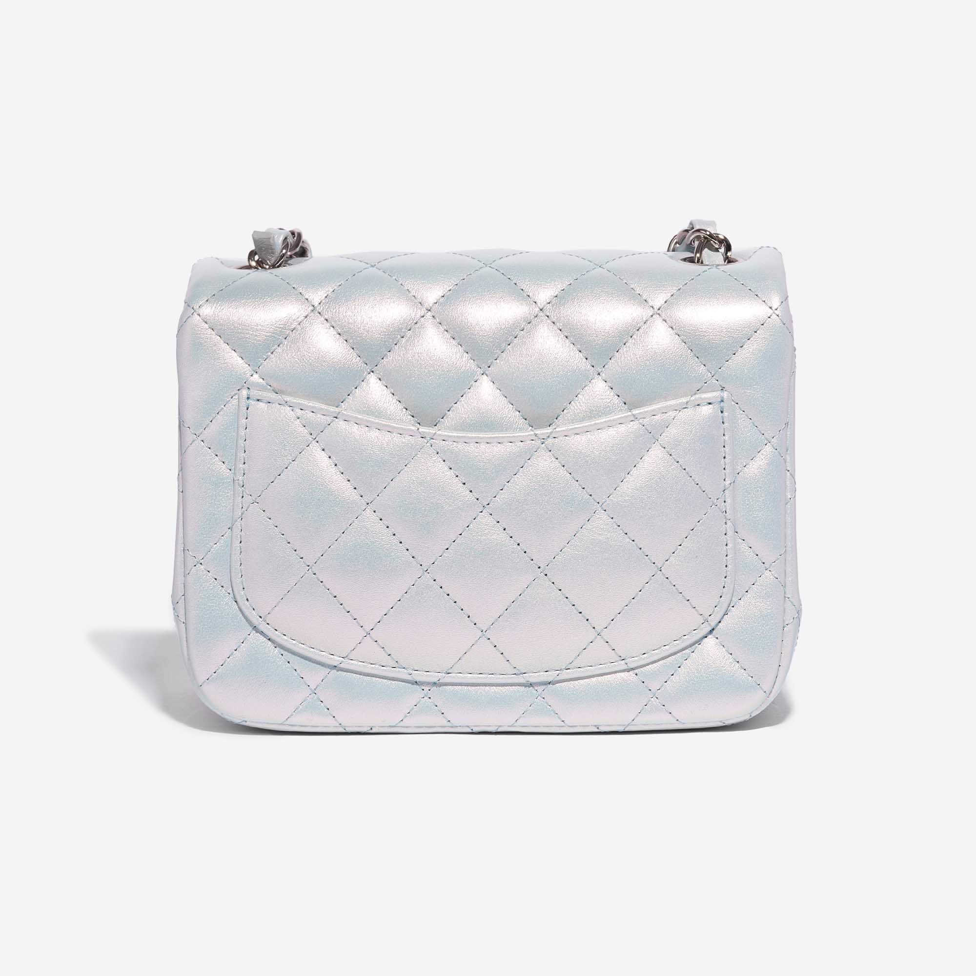 Pre-owned Chanel bag Timeless Square Mini Lamb Blue Iridescent Blue Back | Sell your designer bag on Saclab.com