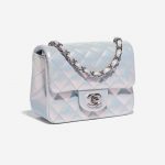 Pre-owned Chanel bag Timeless Square Mini Lamb Blue Iridescent Blue Side Front | Sell your designer bag on Saclab.com