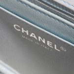 Pre-owned Chanel bag Timeless Square Mini Lamb Blue Iridescent Blue Logo | Sell your designer bag on Saclab.com