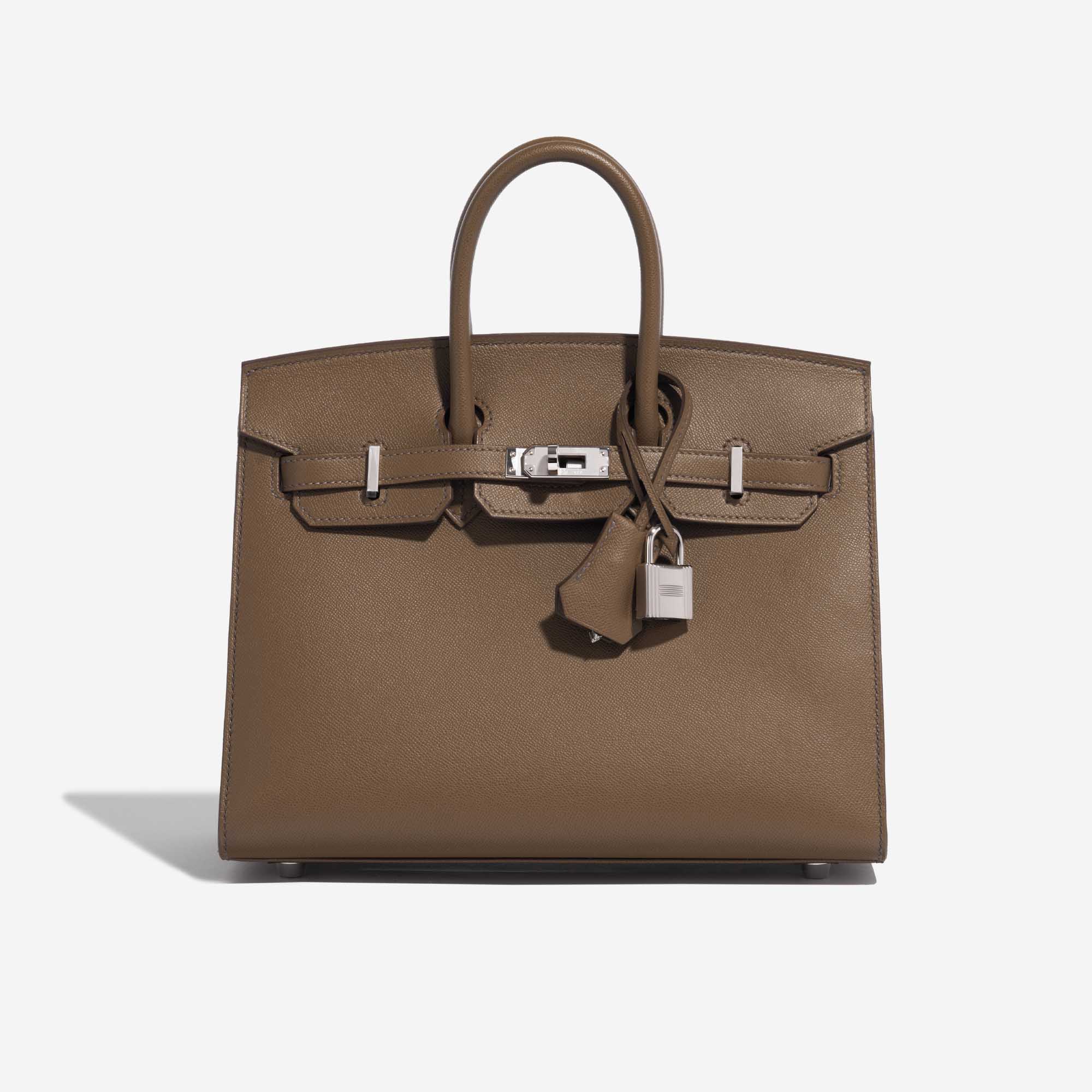 Pre-owned Hermès bag Birkin 25 Veau Madame Toundra Brown, Green, Grey Front | Sell your designer bag on Saclab.com