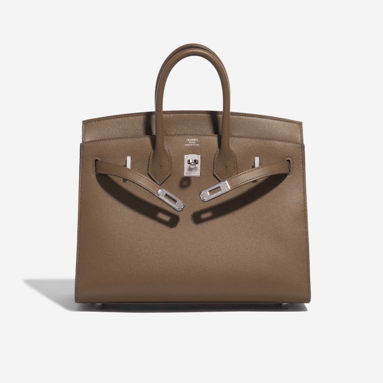 Sac Hermès d'occasion Birkin 25 Veau Madame Toundra Marron, Vert, Gris Ouverture frontale Vendez votre sac de créateur sur Saclab.com