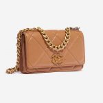 Pre-owned Chanel bag 19 WOC Lamb Brown Brown Side Front | Sell your designer bag on Saclab.com