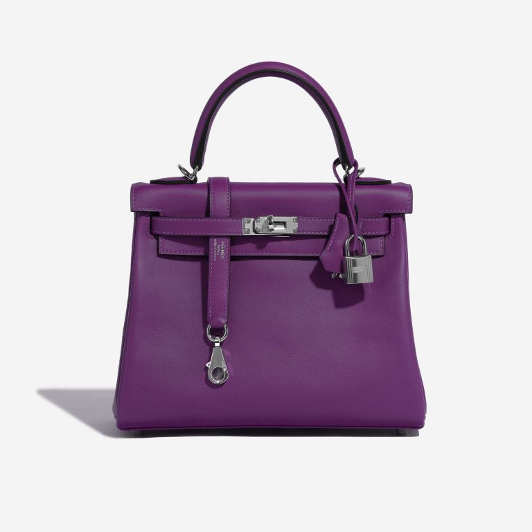 Pre-owned Hermès bag Kelly 25 Swift Anemone Violet Front | Sell your designer bag on Saclab.com