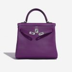 Pre-owned Hermès bag Kelly 25 Swift Anemone Violet Front Open | Sell your designer bag on Saclab.com