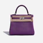 Hermès Kelly 25 Swift Anemone Violet Front Velt | Sell your designer bag on Saclab.com