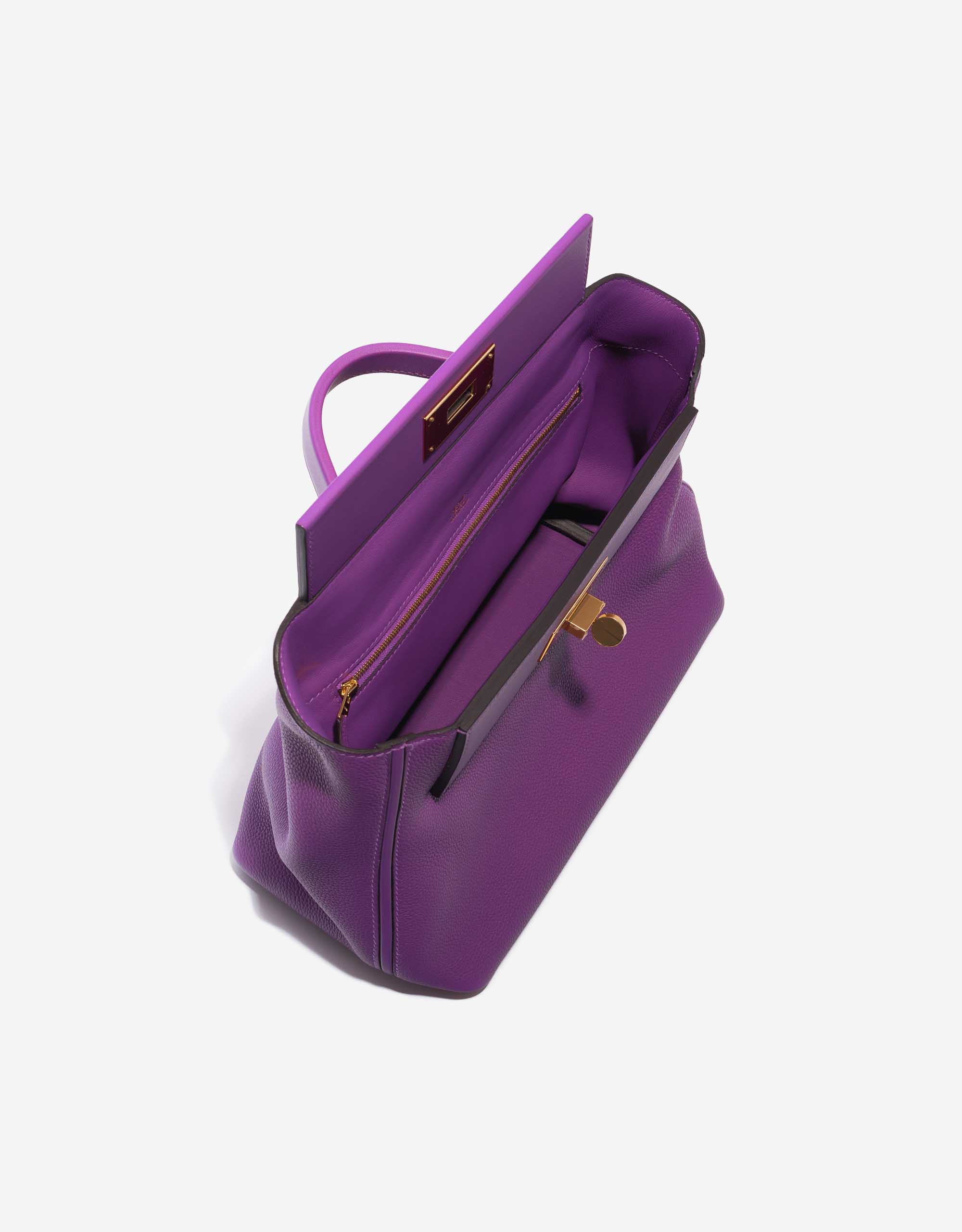 Hermes Purple Swift Leather 24/24 21 Satchel Bag Hermes