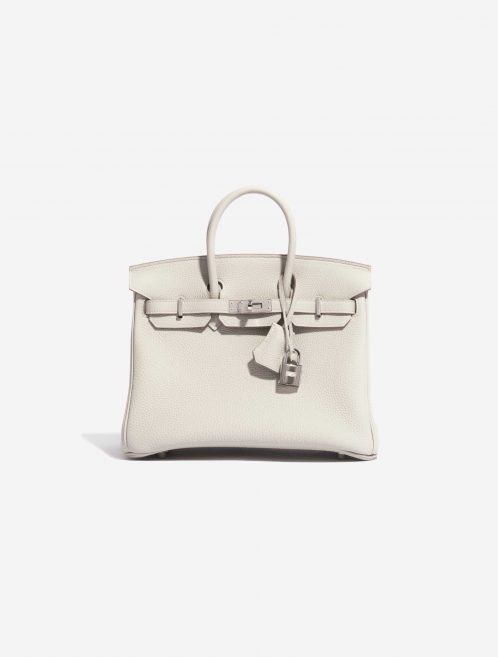 Pre-owned Hermès bag Hermes Birkin 25 Togo Gris Perle White Front | Sell your designer bag on Saclab.com