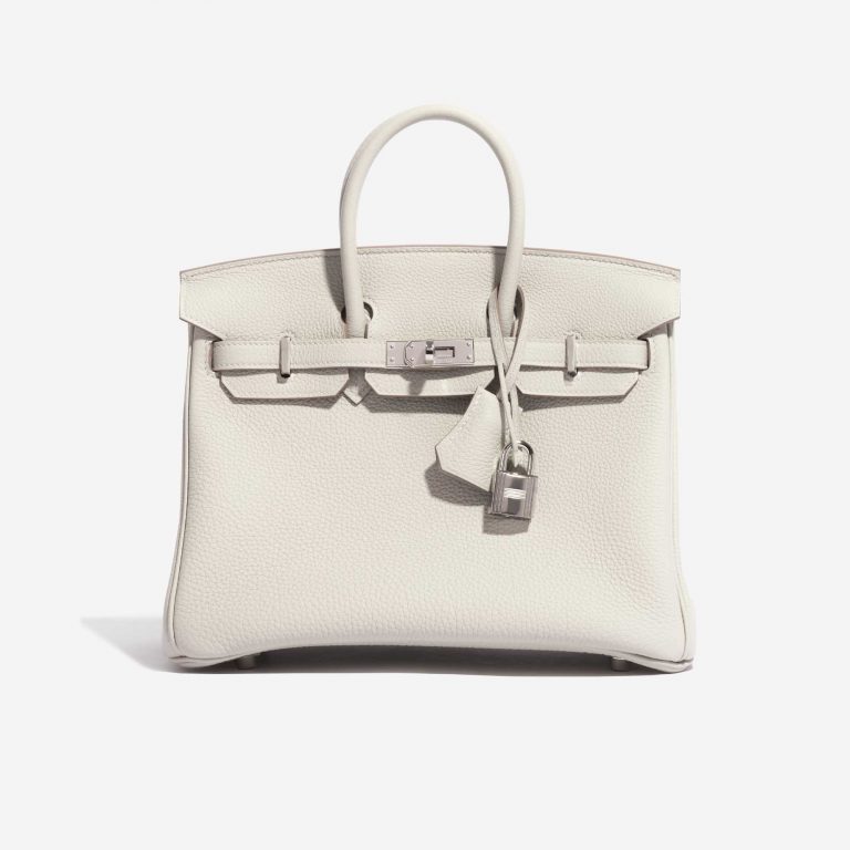 Pre-owned Hermès bag Hermes Birkin 25 Togo Gris Perle White Front | Sell your designer bag on Saclab.com