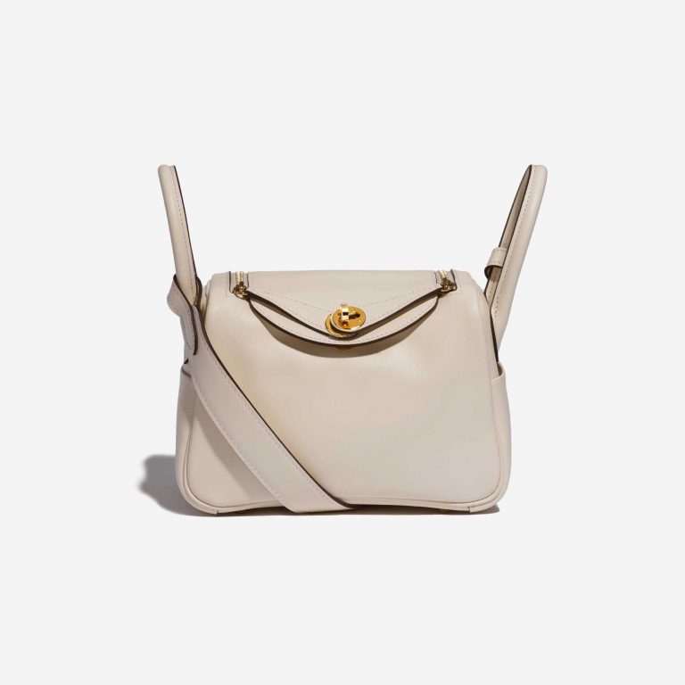 Pre-owned Hermès bag Lindy Mini Swift Nata Beige, White Front | Sell your designer bag on Saclab.com